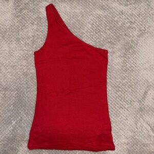 One Shoulder Red Tank Top